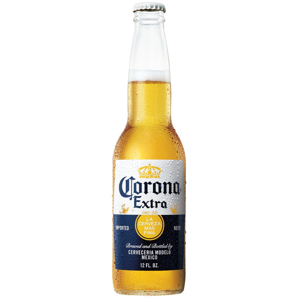 slide 1 of 9, Corona Extra Mexican Lager Import Beer, 12 fl oz Bottle, 4.6% ABV, 1 liter