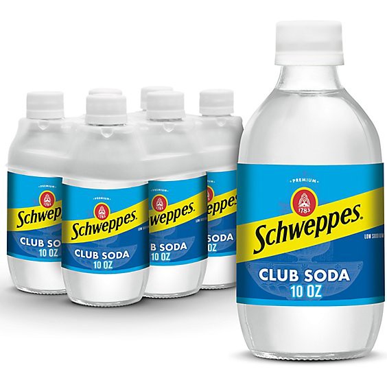 slide 1 of 1, Schweppes Club Soda Bottle - 6-10 Fl. Oz., 60 fl oz