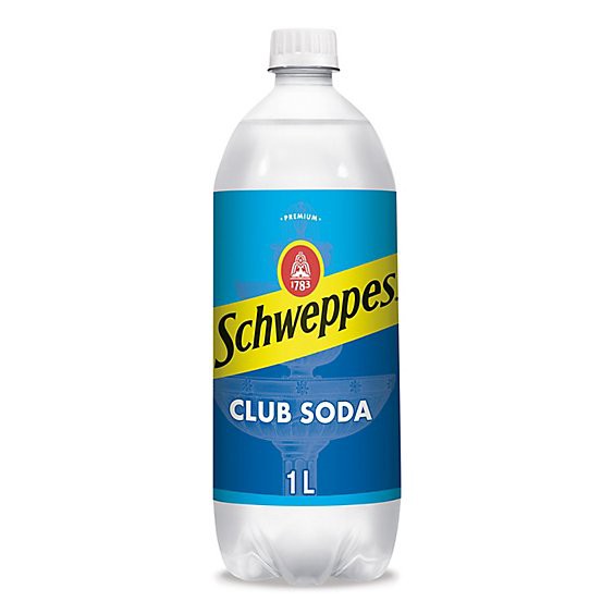 slide 1 of 1, Schweppes Club Soda Bottle - 1 Liter, 33.8 fl oz