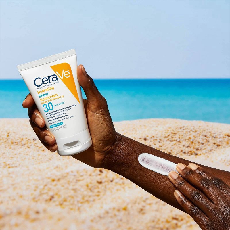 slide 6 of 11, CeraVe Broad Spectrum SPF 30 Face & Body Hydrating Sheer Sunscreen 5 fl oz, 5 fl oz