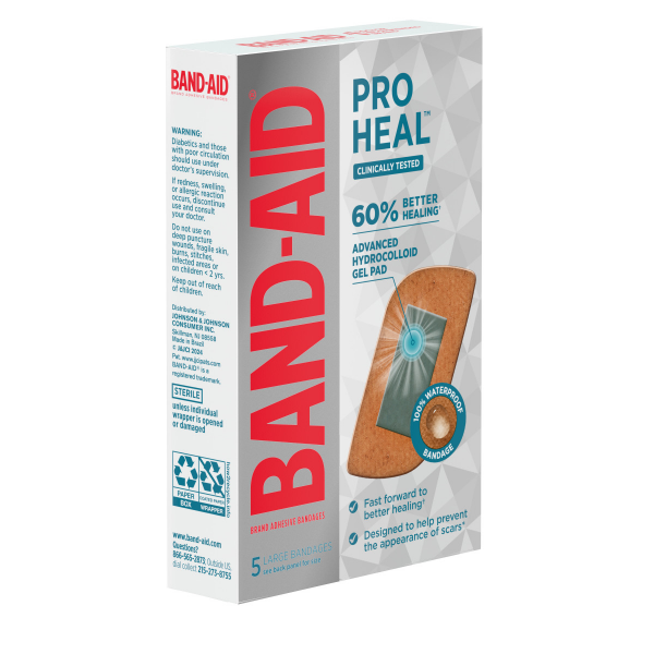 slide 8 of 21, BAND-AID Brand Large Pro Heal Bandages + Hydrocolloid Pads, 5 ct, 5 ct