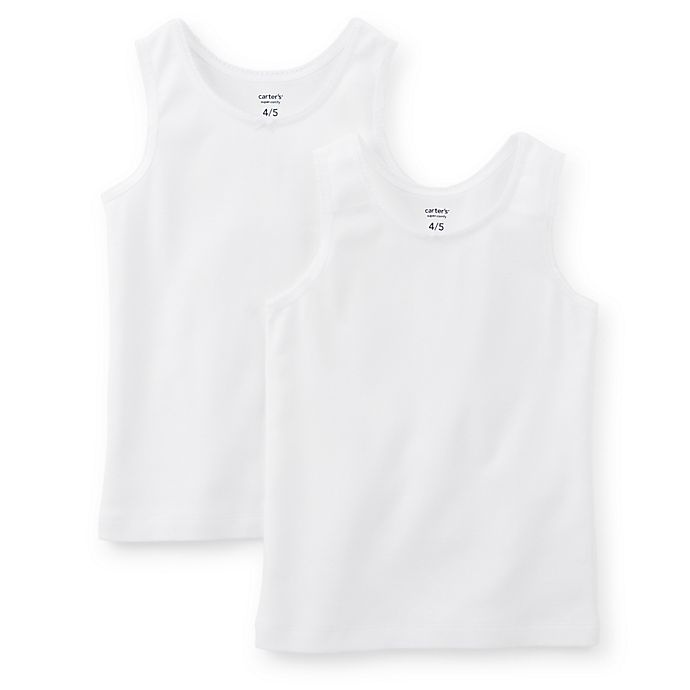 slide 1 of 3, carters carter's Size Cotton Camisole Tanks - White, 2 ct 3t