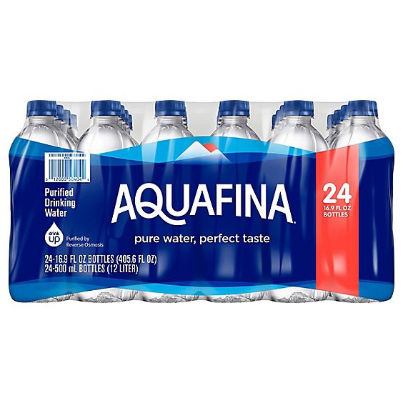 slide 1 of 1, Aquafina Purified Drinking Water - 24-16.9 Fl. Oz., 24 ct; 1/2 liter