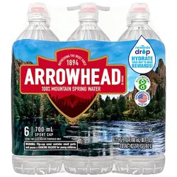 Arrowhead 100% Mountain Spring Water Plastic Sport Cap - 6-23.7 Fl. Oz.