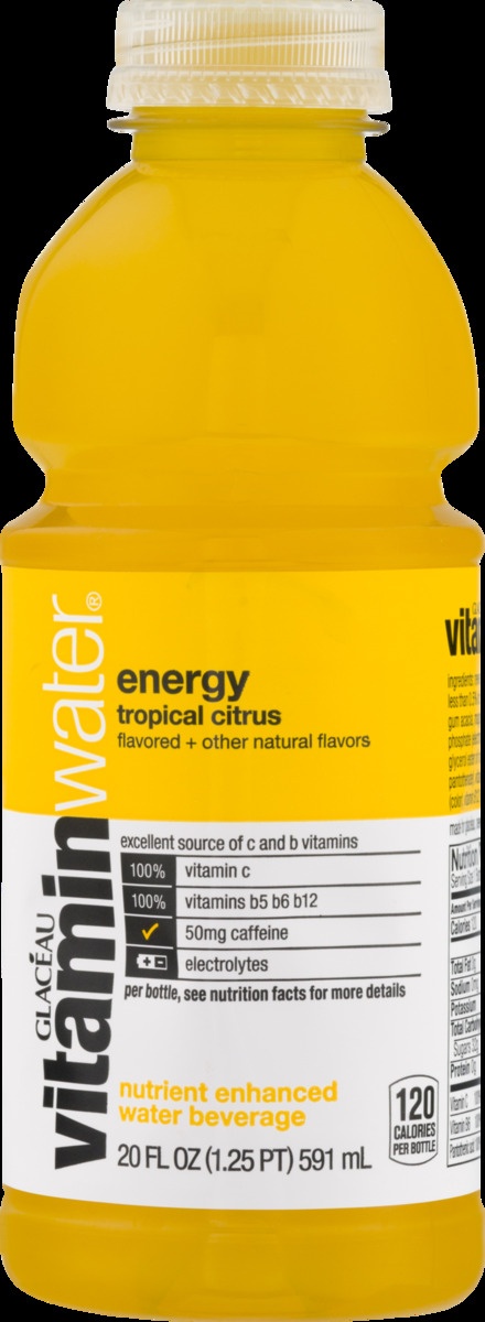 slide 8 of 9, vitaminwater energy tropical citrus - 20 fl oz Bottle, 