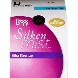 slide 1 of 1, L'eggs Silken Mist Black Ultra Sheer Leg Beautiful Sheer Tights B Medium 1 ea, 1 ct
