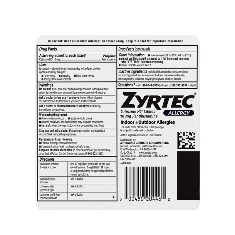 slide 2 of 8, Zyrtec 24 Hour Allergy Relief Tablets - Cetirizine HCl - 30ct, 30 ct