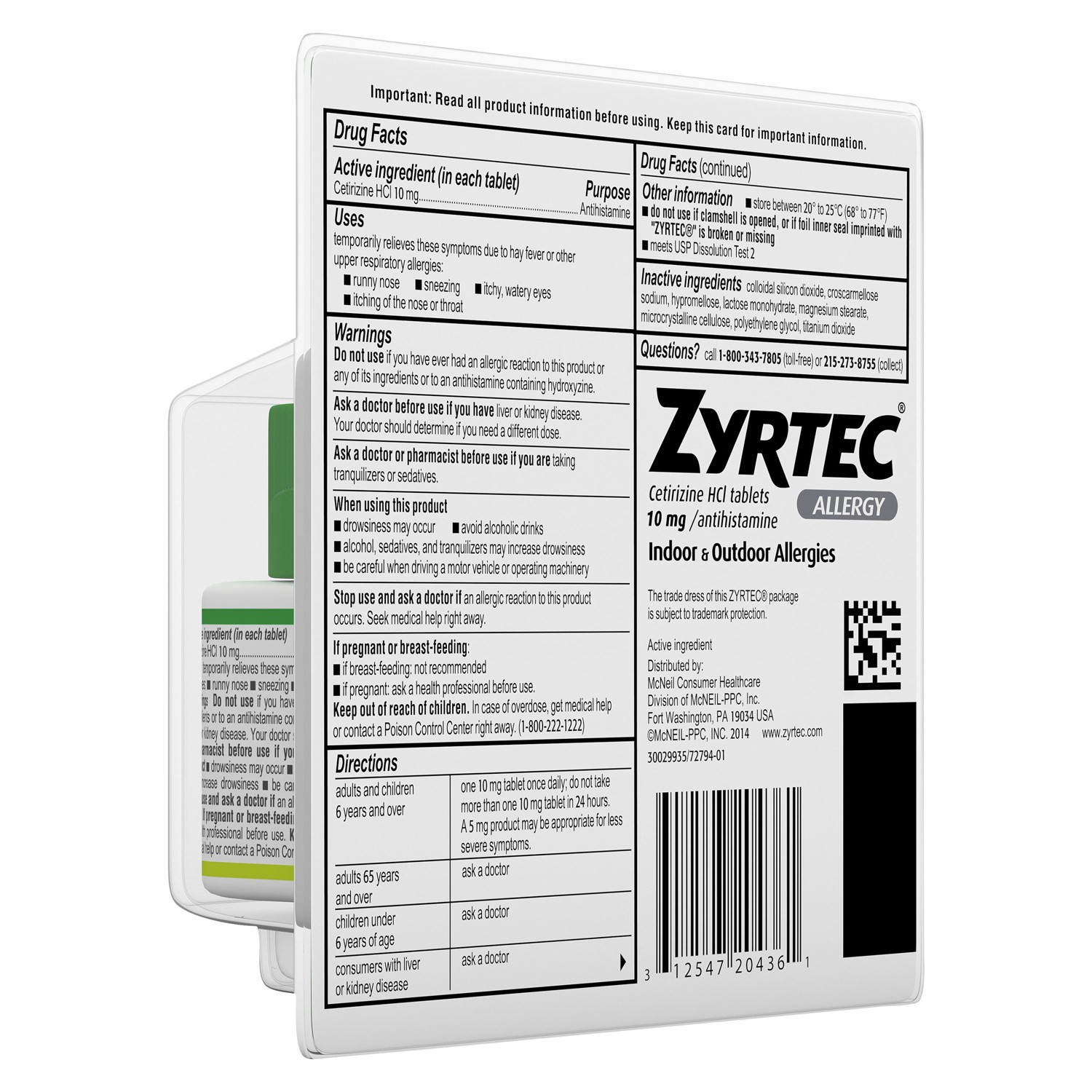 Zyrtec 24 Hour Allergy Relief Tablets, Antihistamine Indoor & Outdoor