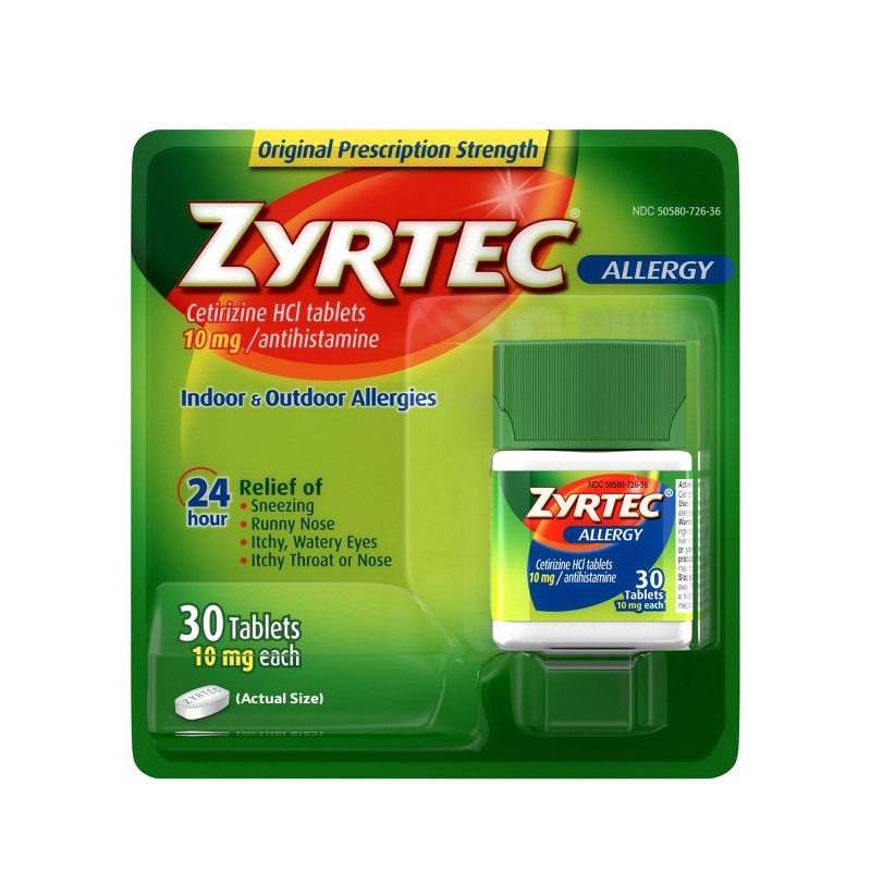 slide 1 of 12, Zyrtec 24 Hour Allergy Relief Tablets - Cetirizine HCl - 30ct, 30 ct