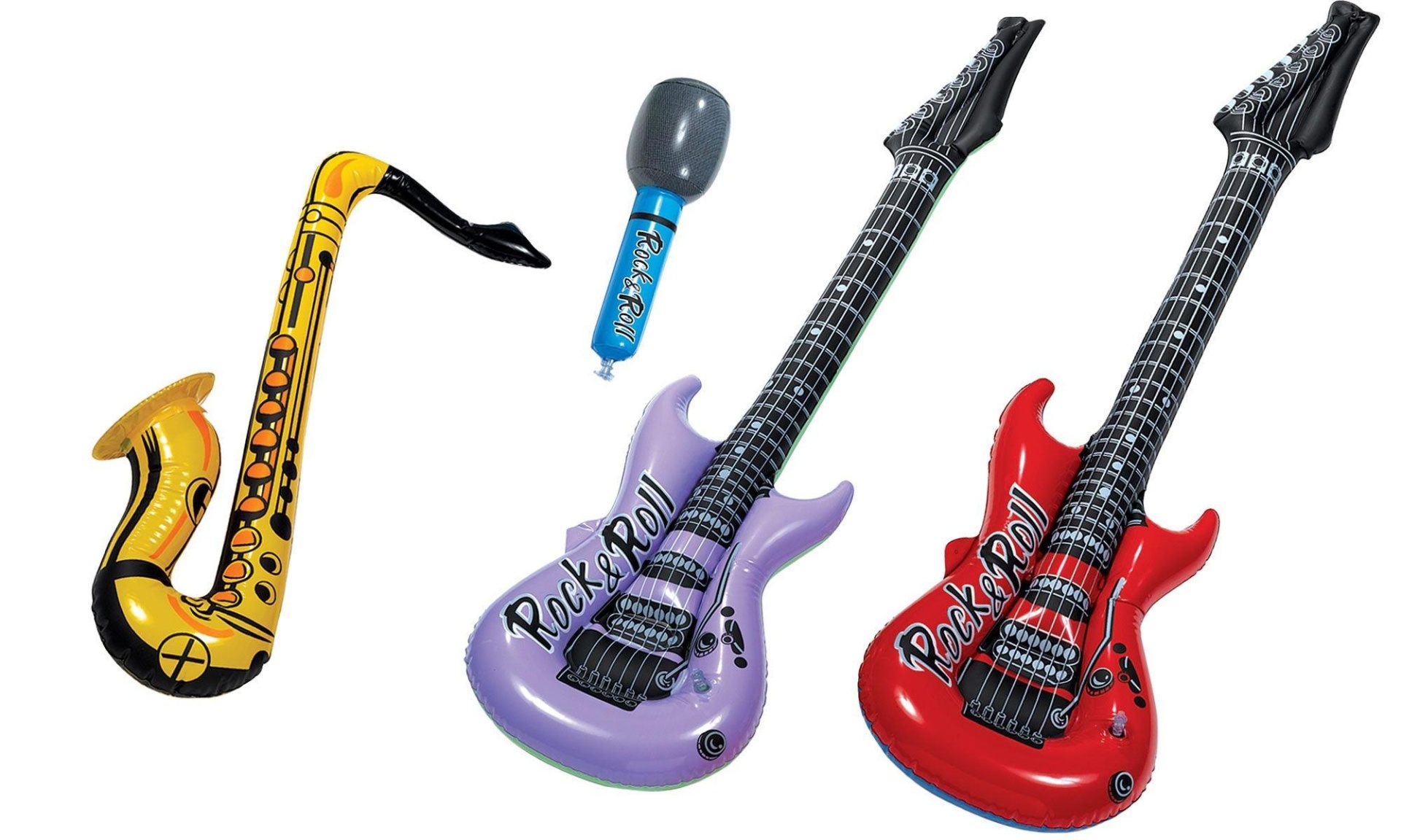 slide 1 of 1, Party City Inflatable Rock Band Instruments, 4 ct