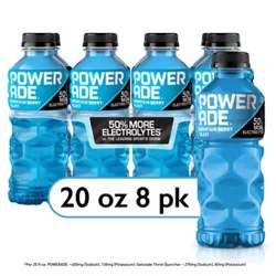 Powerade Mountain Berry Blast Electrolyte Sports Drink Bottles Pack - 8-20 Fl. Oz.