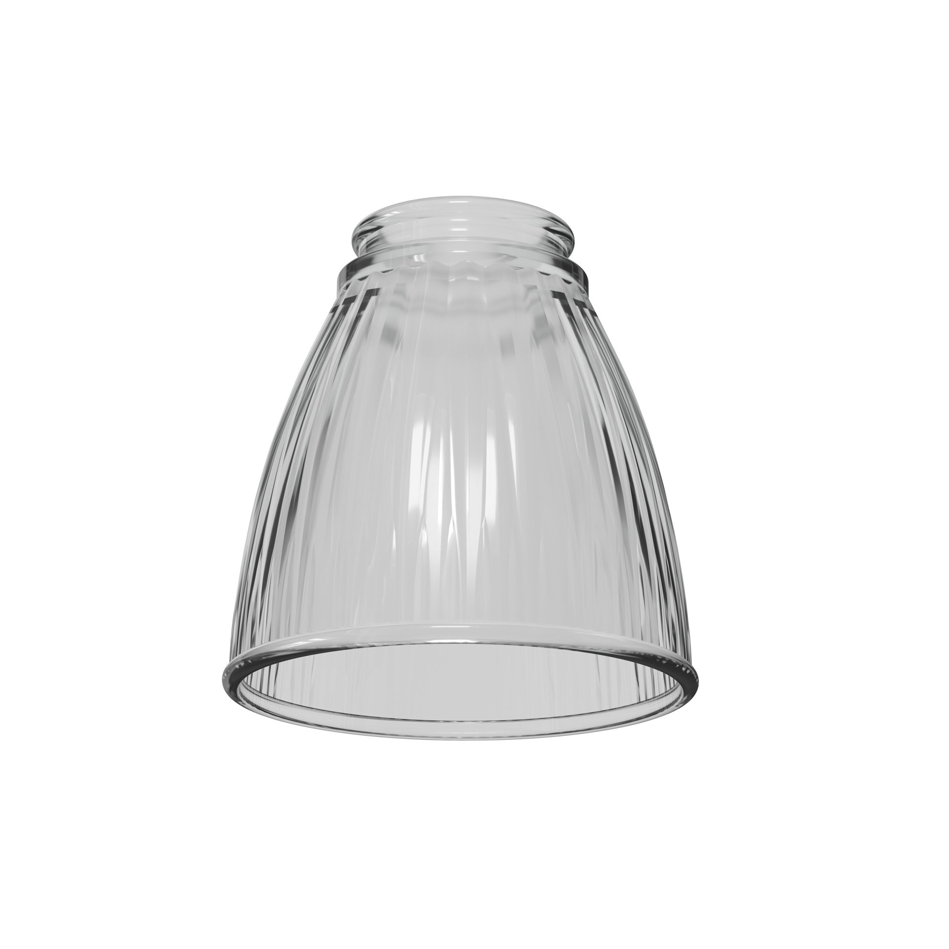 slide 4 of 6, Style Selections 4.76-in x 4.37-in Bell Clear Ribbed glass Vanity light shade with 2-1/4-in Fitter (Lip Fitter), 1 ct