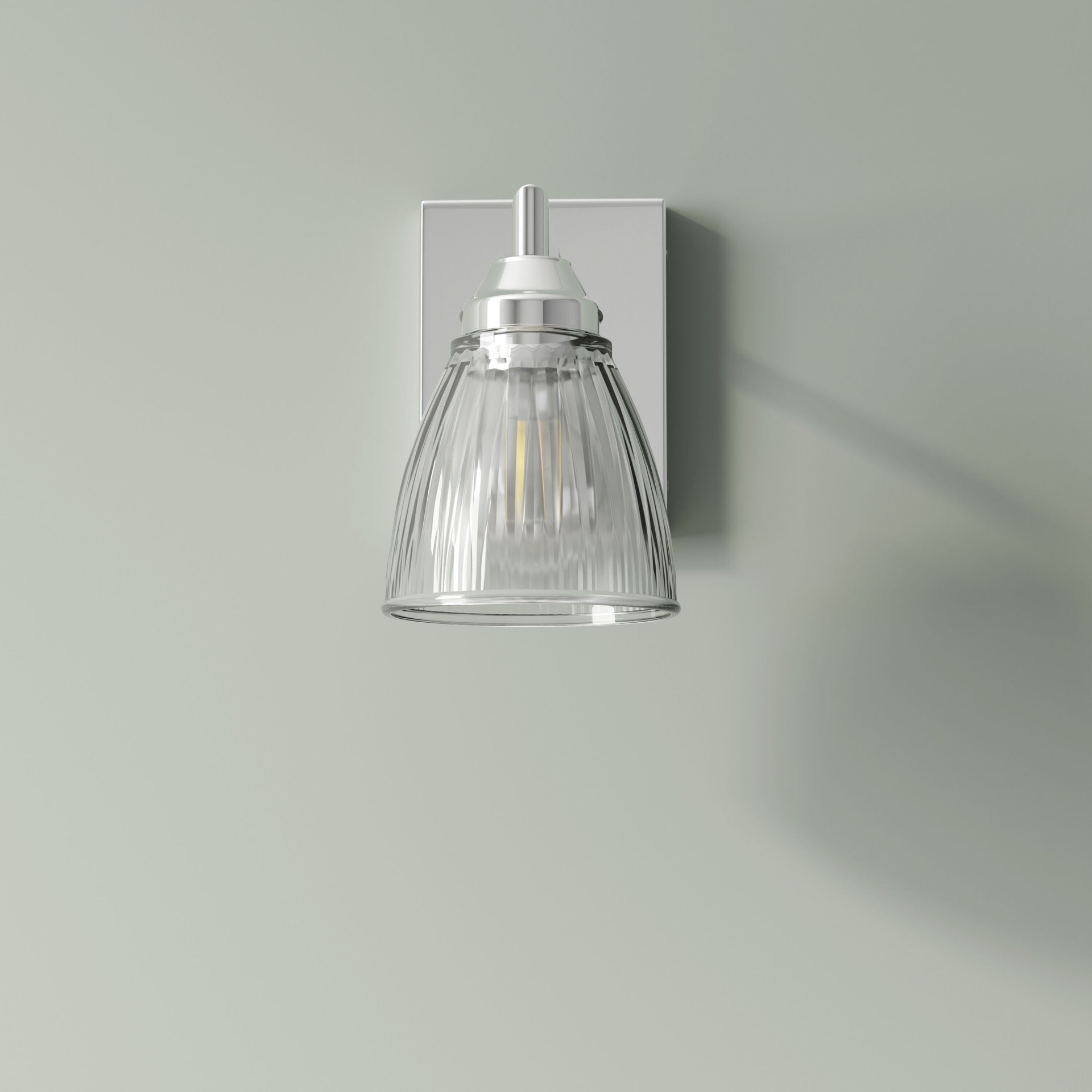 slide 5 of 6, Style Selections 4.76-in x 4.37-in Bell Clear Ribbed glass Vanity light shade with 2-1/4-in Fitter (Lip Fitter), 1 ct