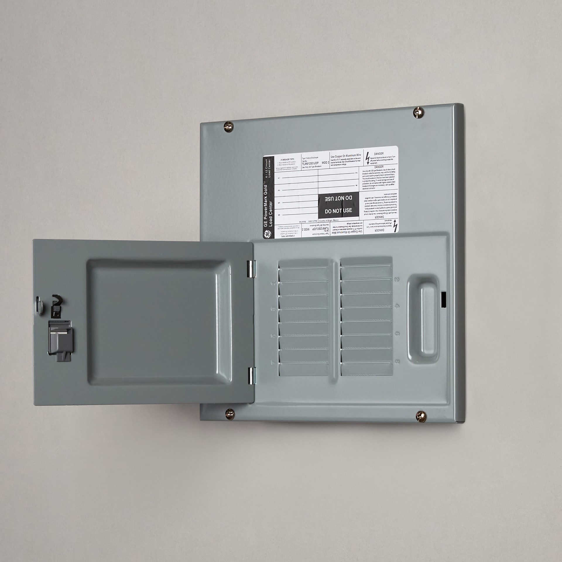 slide 3 of 6, GE PowerMark Gold 125 -Amp 6 -Spaces 12 -Circuit Indoor Convertible Main Breaker Panel Load Center, 1 ct