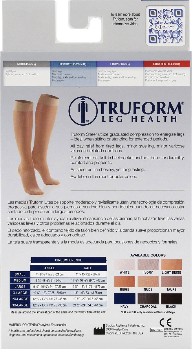 slide 5 of 9, TRUFORM Medium Nude Moderate Ladies Sheer Lites Leg Health Knee Highs 1 ea, 1 ct