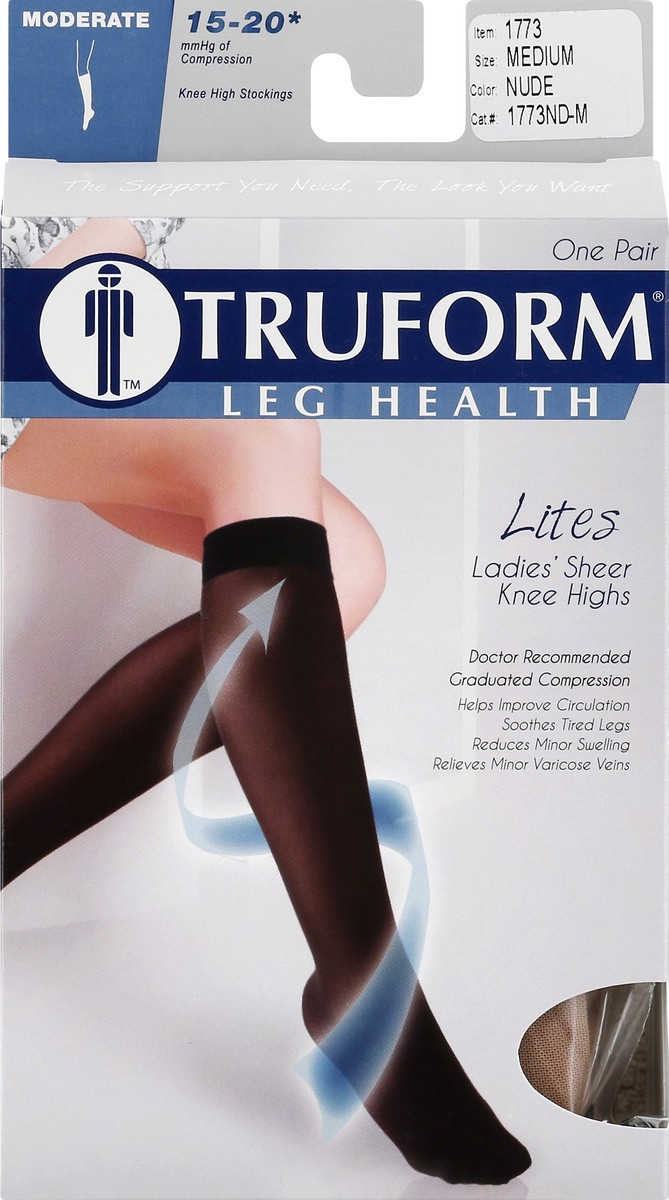 slide 8 of 9, TRUFORM Medium Nude Moderate Ladies Sheer Lites Leg Health Knee Highs 1 ea, 1 ct