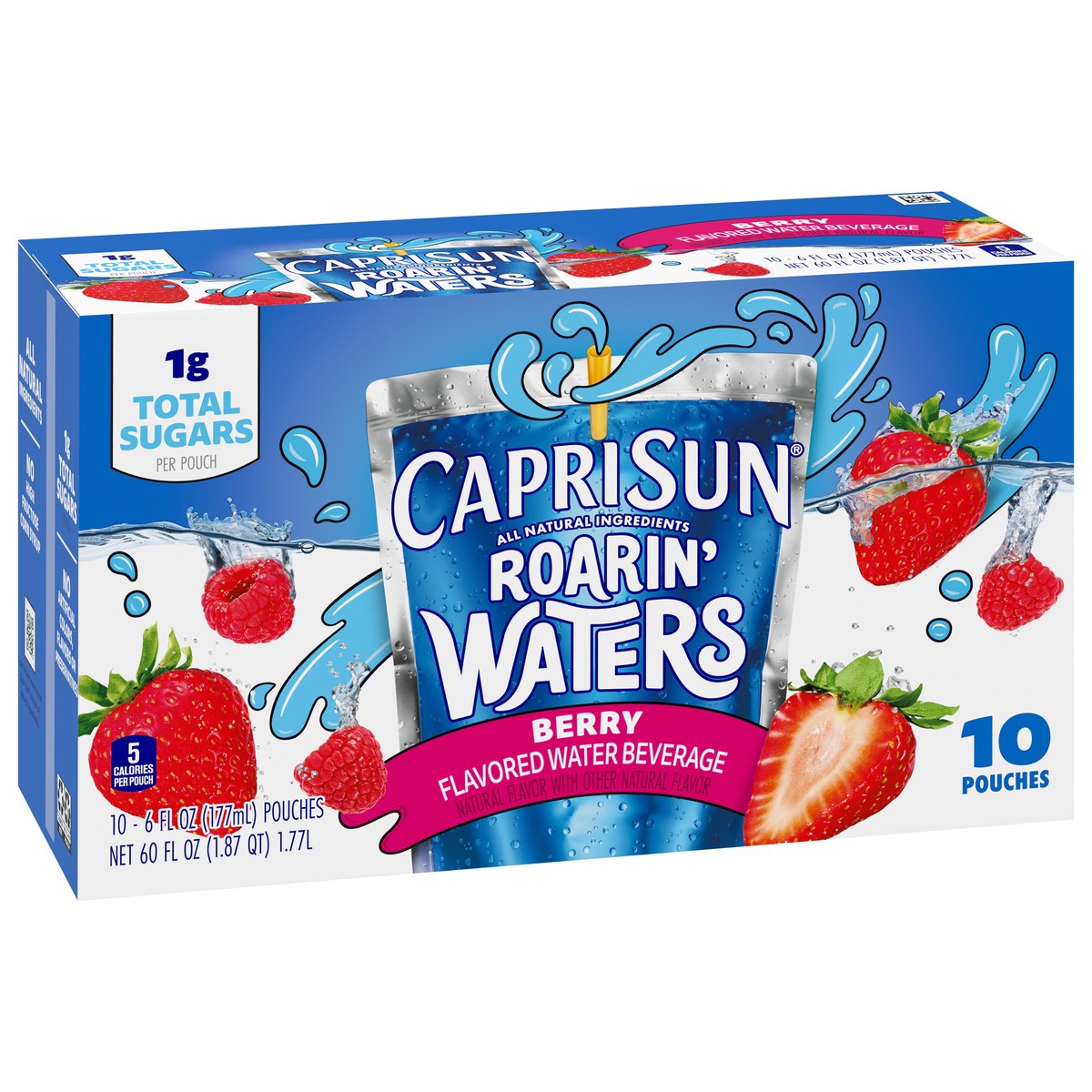 slide 3 of 9, Capri Sun Roarin' Waters Berry Rapids Flavored Water Beverage, 10 ct; 6 fl oz