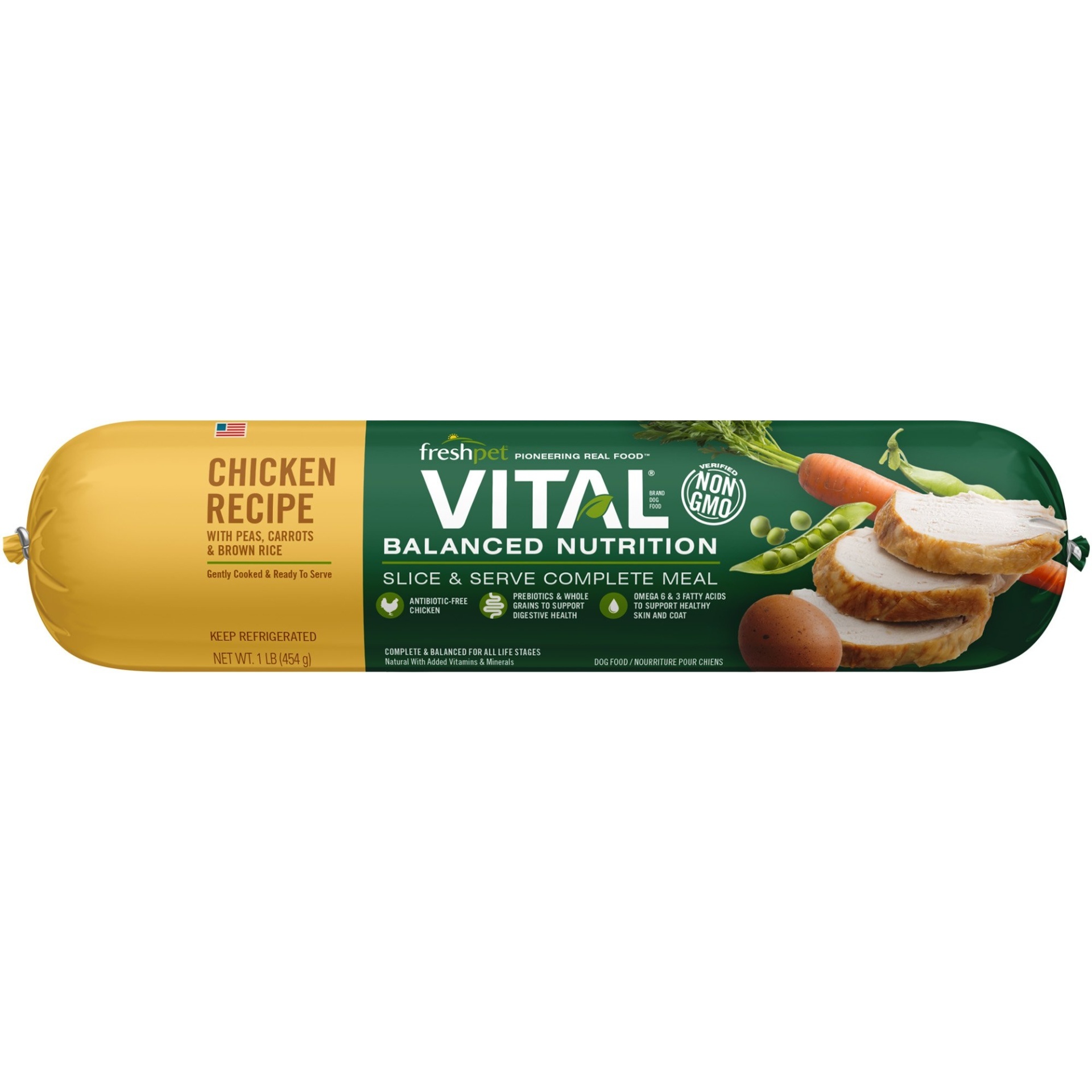slide 1 of 1, Freshpet Vital Balanced Nutrition Chicken Recipe with Peas, 1 lb