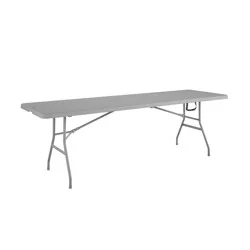 Cosco 8-ft x 2.6-ft Gray Fold-in-Half Resin Rectangle Indoor, Outdoor Folding Banquet Table 8 -Person