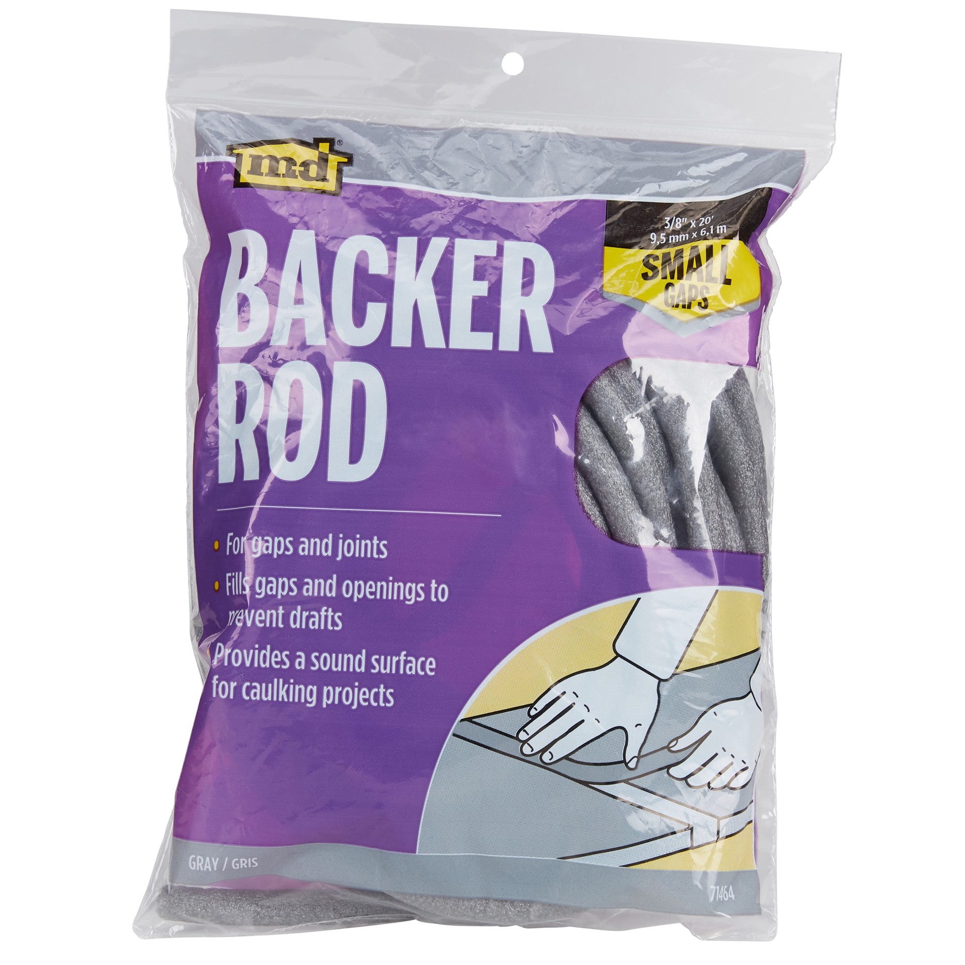 slide 3 of 6, M-D 0.375-in x 20-ft Closed cell Backer Rod, Gray, 1 ct