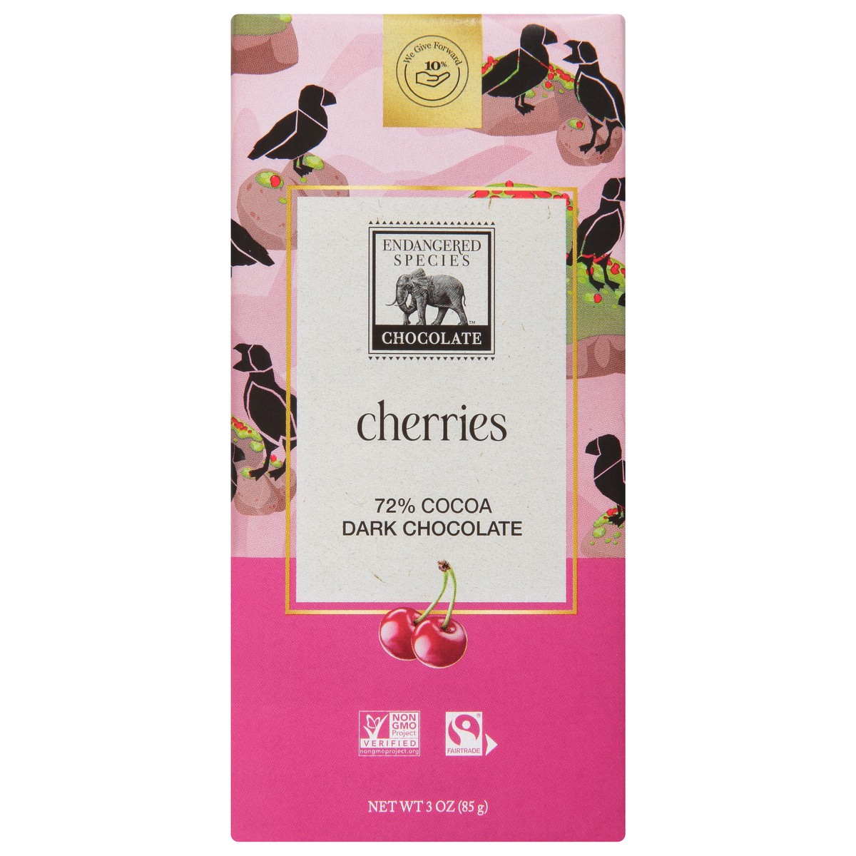 slide 1 of 1, Endangered Species Dark Chocolate With Cherries Chocolate Bar, 3 oz