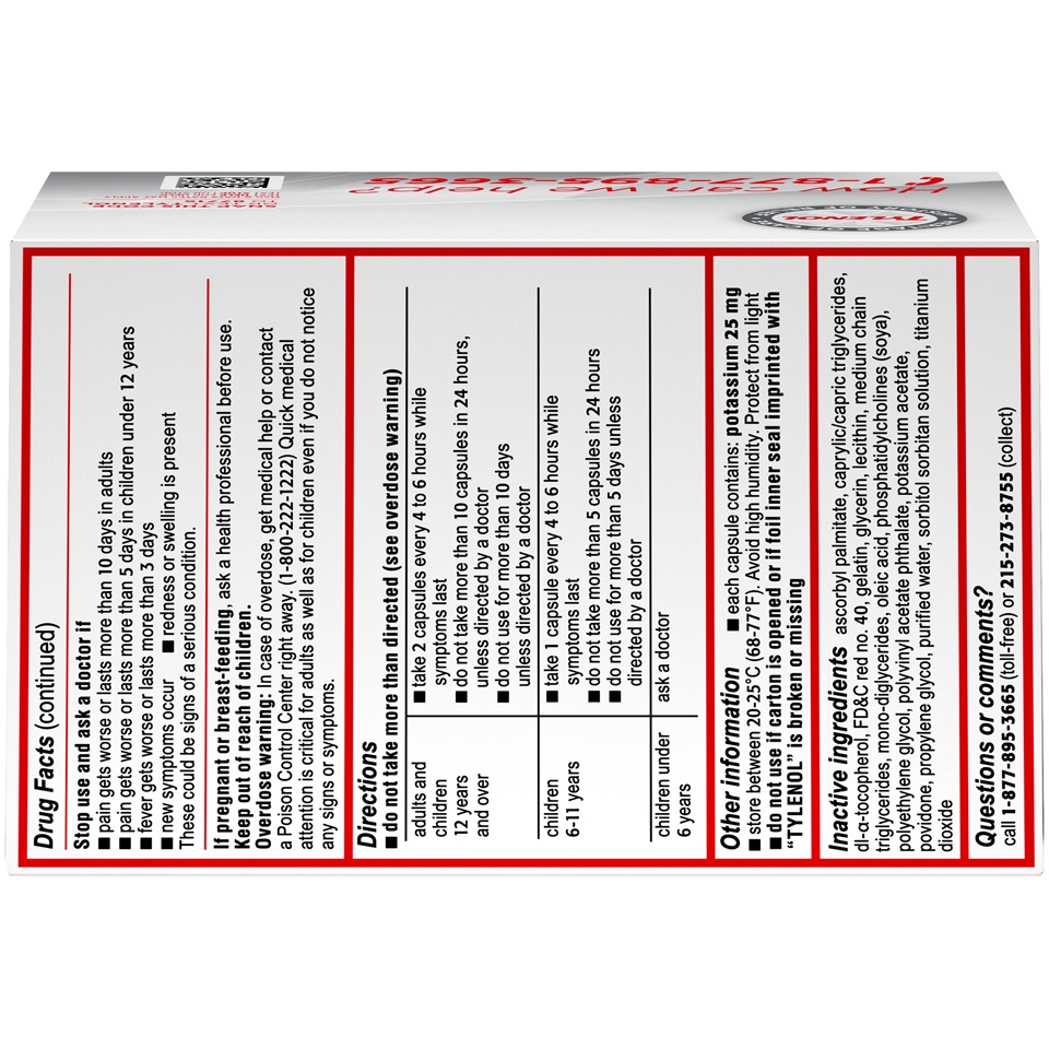 slide 6 of 6, Tylenol Regular Strength Pain Relief Liquid Gels, 325 mg Acetaminophen per Capsule, Pain Reliever & Fever Reducer Medicine, in Liquid-Filled Capsules for Headache, Backache & More,& Other Minor Aches, 90 ct, 90 ct