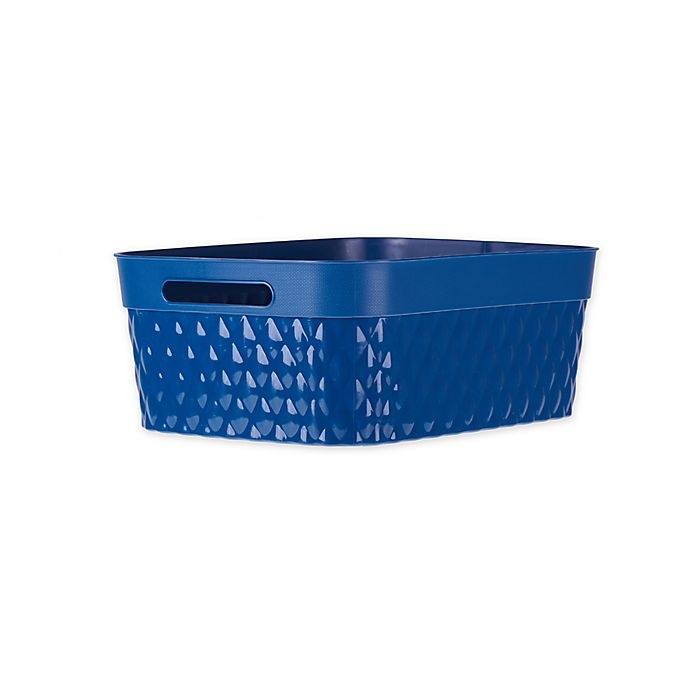 slide 1 of 1, Starplast Medium Rectangular Quilted Flex Storage Basket - Blue, 1 ct