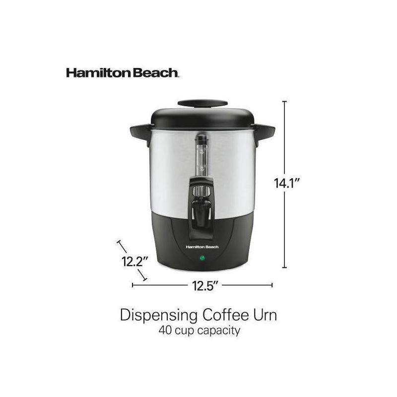 slide 9 of 9, Hamilton Beach Brew Station 40 Cup Coffee - 40514: Electric Coffee Urn & Dispenser, 1090W, Silver, 8 oz Cup Capacity, 8 oz