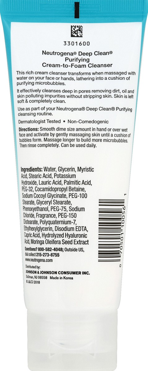 slide 4 of 6, Neutrogena Deep Clean Purifying Cream-to-Foam Facial Cleanser, 3.5 oz, 3.5 oz