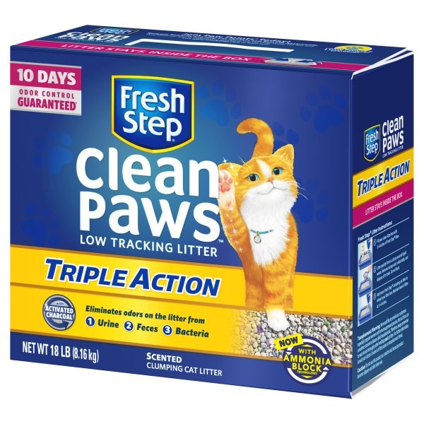 slide 1 of 1, Fresh Step Clean Paws Triple Action Cat Litter, 18 lb