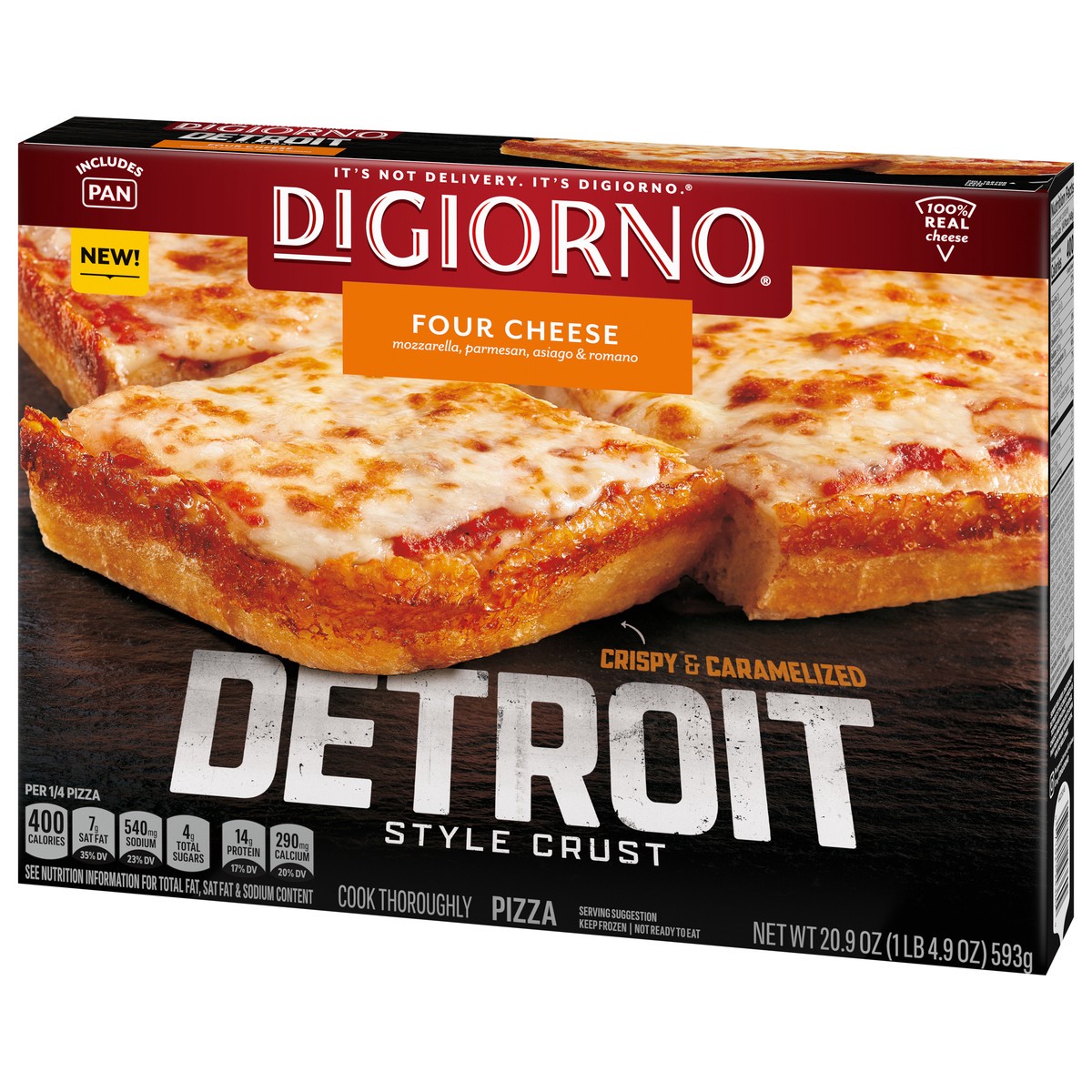 slide 7 of 14, DiGiorno Detroit Style Crust Four Cheese Pizza (Frozen), 20.90 oz