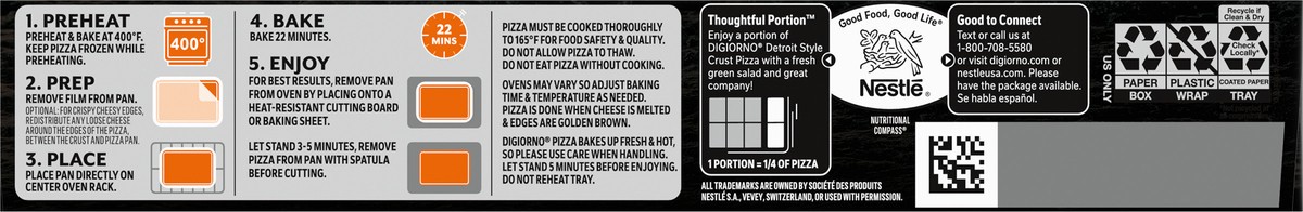 slide 6 of 14, DiGiorno Detroit Style Crust Four Cheese Pizza (Frozen), 20.9 oz