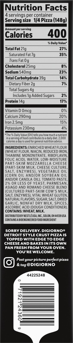 slide 12 of 14, DiGiorno Detroit Style Crust Four Cheese Pizza (Frozen), 20.90 oz