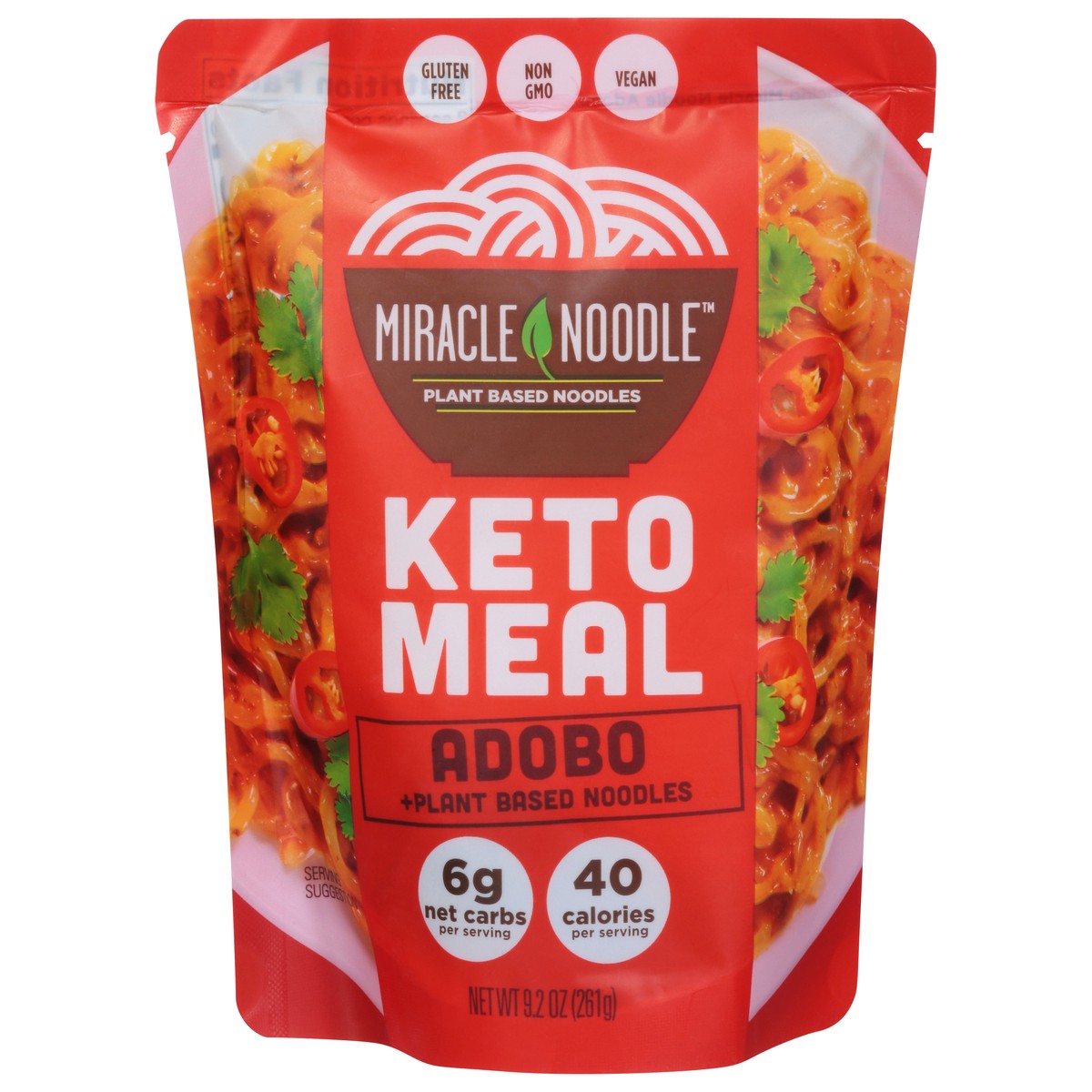 slide 1 of 9, Miracle Noodle Kitchen Keto Meal Adobo + Plant Based Noodles, 9 oz