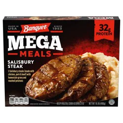 Banquet Mega Meals Salisbury Steak with Mashed Potatoes, Frozen Meal, 16.95 oz.