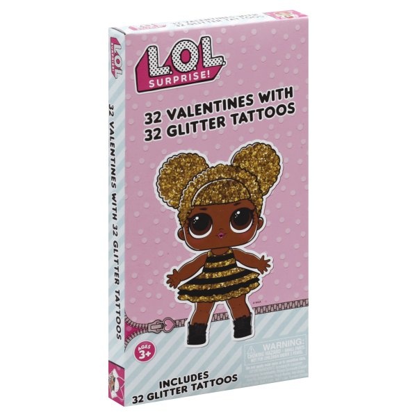 slide 1 of 1, Paper Magic L.O.L. Surprise! Valentines With Glitter Tattoos, 32 ct