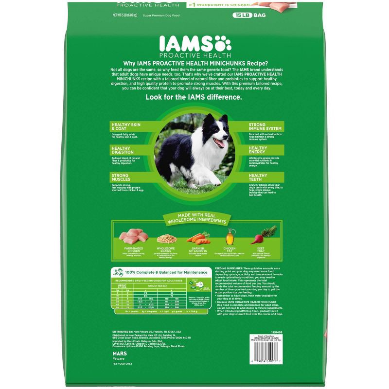slide 2 of 10, IAMS Proactive Health High Protein Minichunks Chicken & Whole Grains Recipe Adult Premium Dry Dog Food - 15lbs, 15 lb