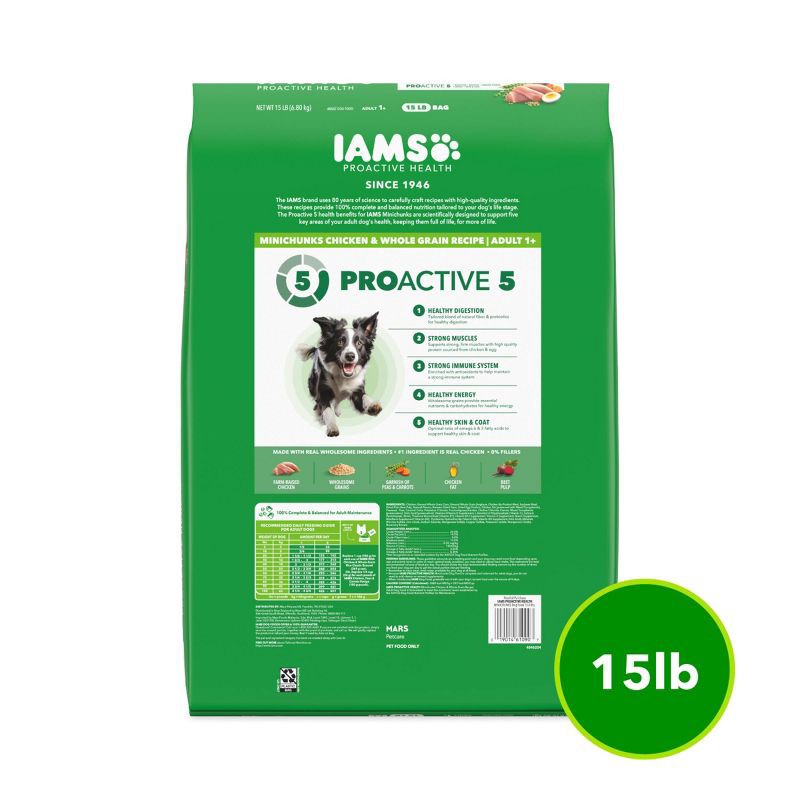 slide 7 of 13, IAMS Proactive Health Chicken and Whole Grain Flavor Minichunks Dry Dog Food - 15lbs, 15 lb