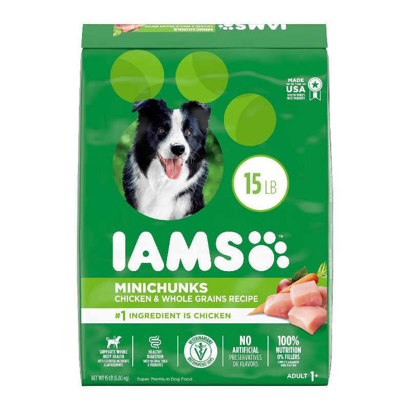 slide 1 of 10, IAMS Proactive Health High Protein Minichunks Chicken & Whole Grains Recipe Adult Premium Dry Dog Food - 15lbs, 15 lb