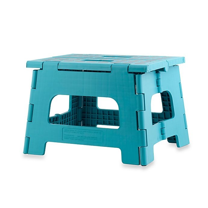 slide 1 of 2, Kikkerland Easy Folding Step Stool - Aqua, 1 ct