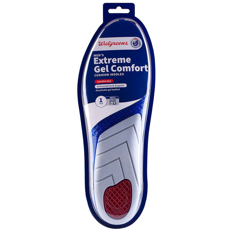slide 1 of 1, Walgreens Men's Extreme Gel Comfort Cushion Insoles, size 7 ct; 13 1pair