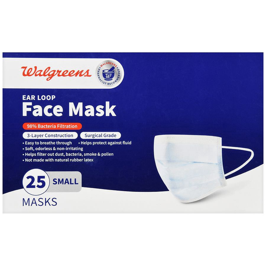 slide 5 of 5, Walgreens Ear Loop Face Mask, 25 ct