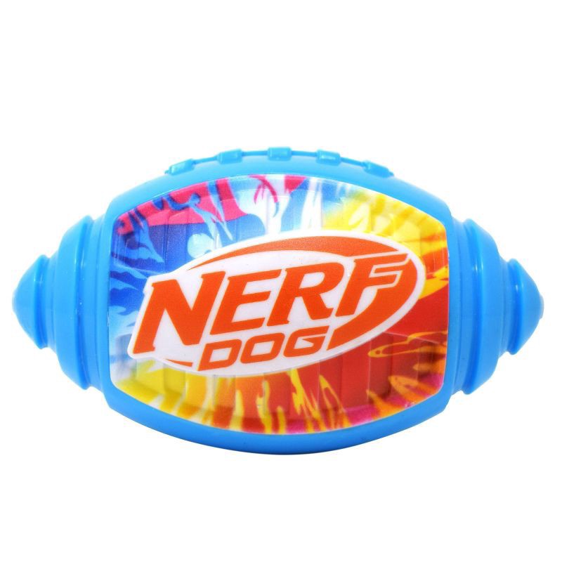 slide 3 of 4, Nerf Color Grip Squeaker Football Dog Toy, Sm-Med