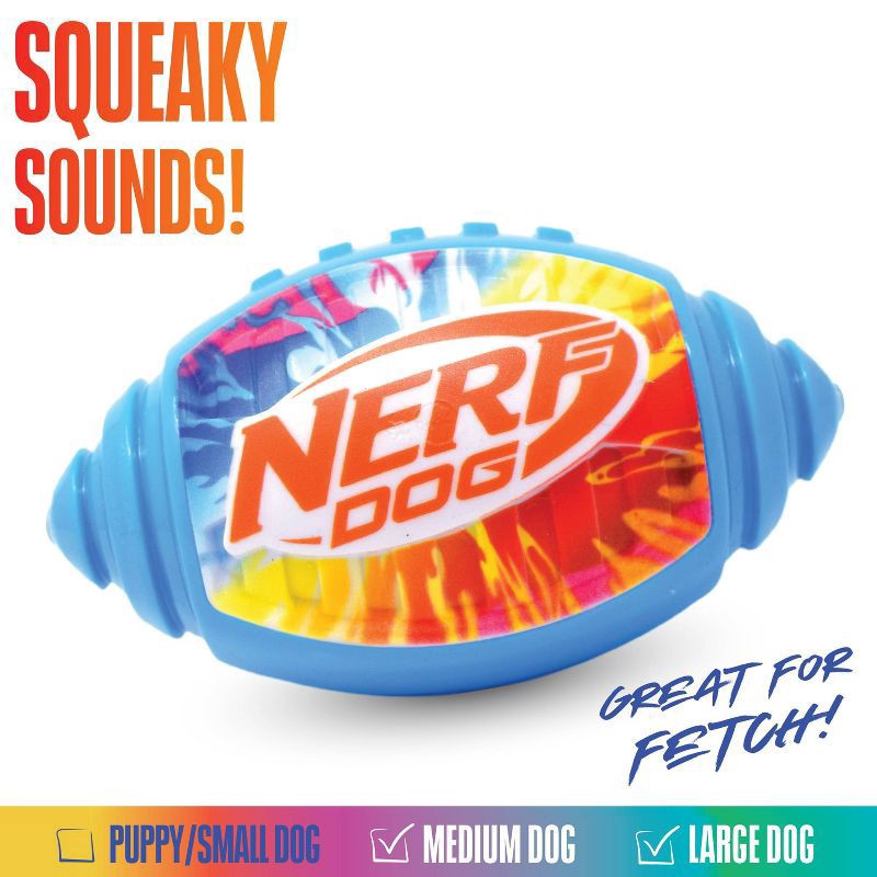 slide 2 of 4, Nerf Color Grip Squeaker Football Dog Toy, Sm-Med