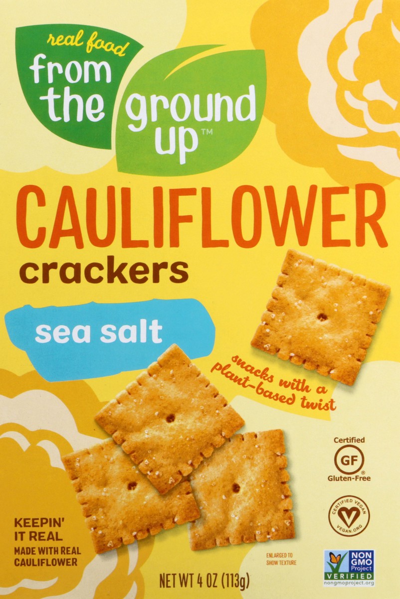 slide 5 of 13, From The Ground Up Sea Salt Cauliflower Crackers 4 oz, 4 oz