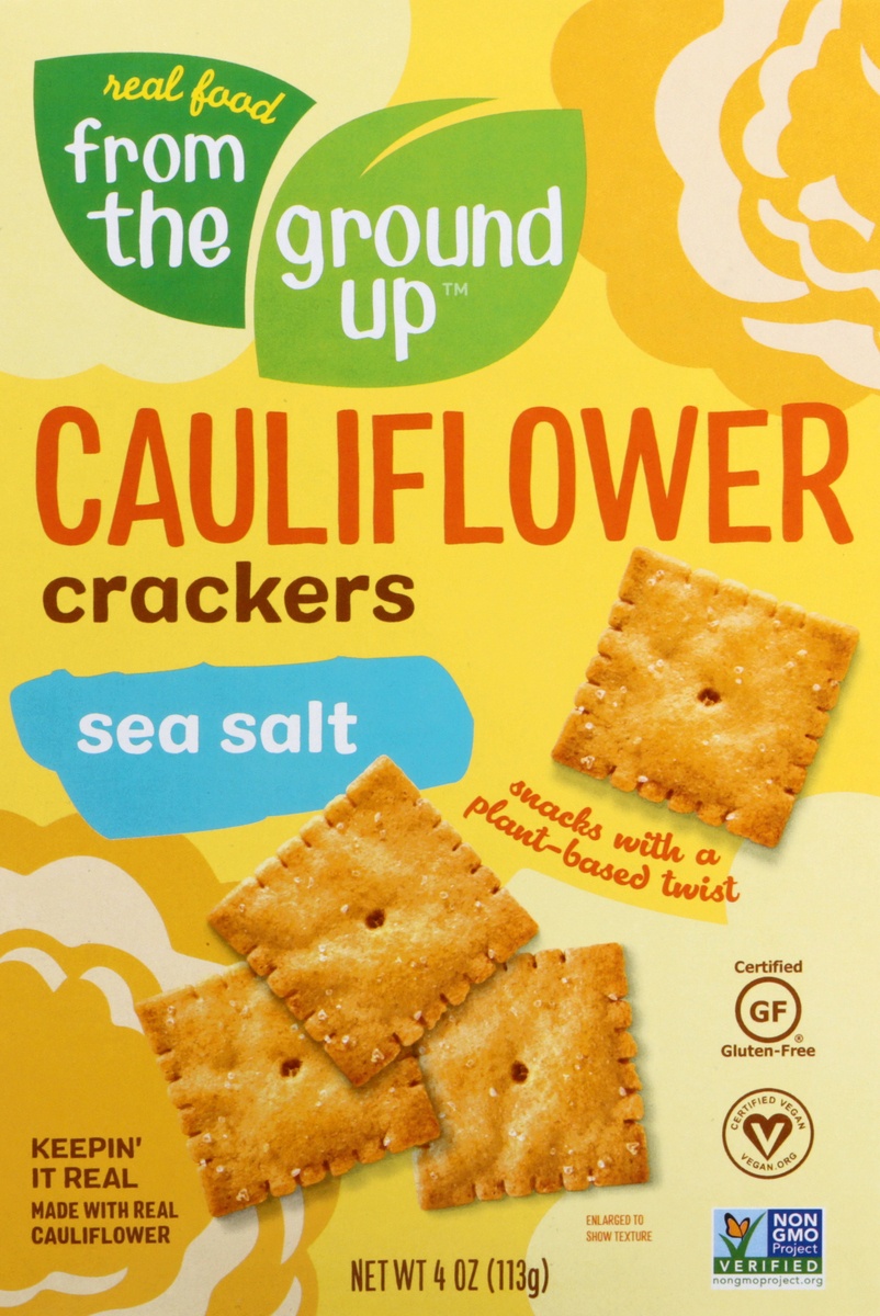 slide 9 of 11, From The Ground Up Sea Salt Cauliflower Crackers, 4 oz