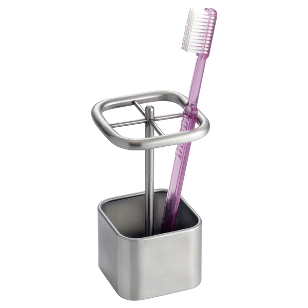 slide 1 of 1, InterDesign Gia Brushed Stainless Steel Toothbrush Holder, 1 ct