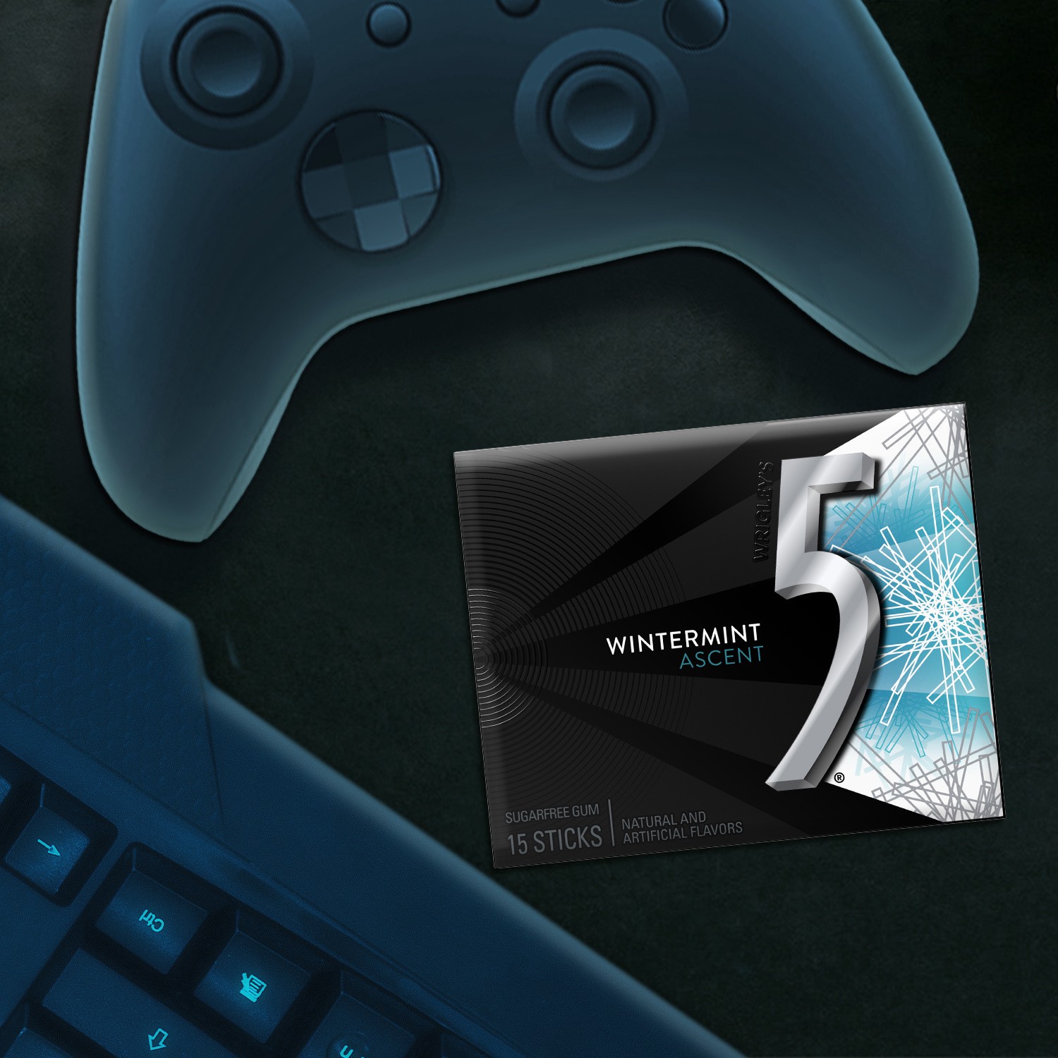 slide 2 of 8, 5 GUM Wintermint Ascent Sugar Free Chewing Gum, 15 Sticks, 15 ct