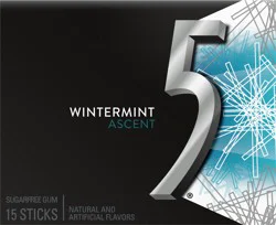 5 GUM Wintermint Ascent Sugar Free Chewing Gum, 15 Sticks