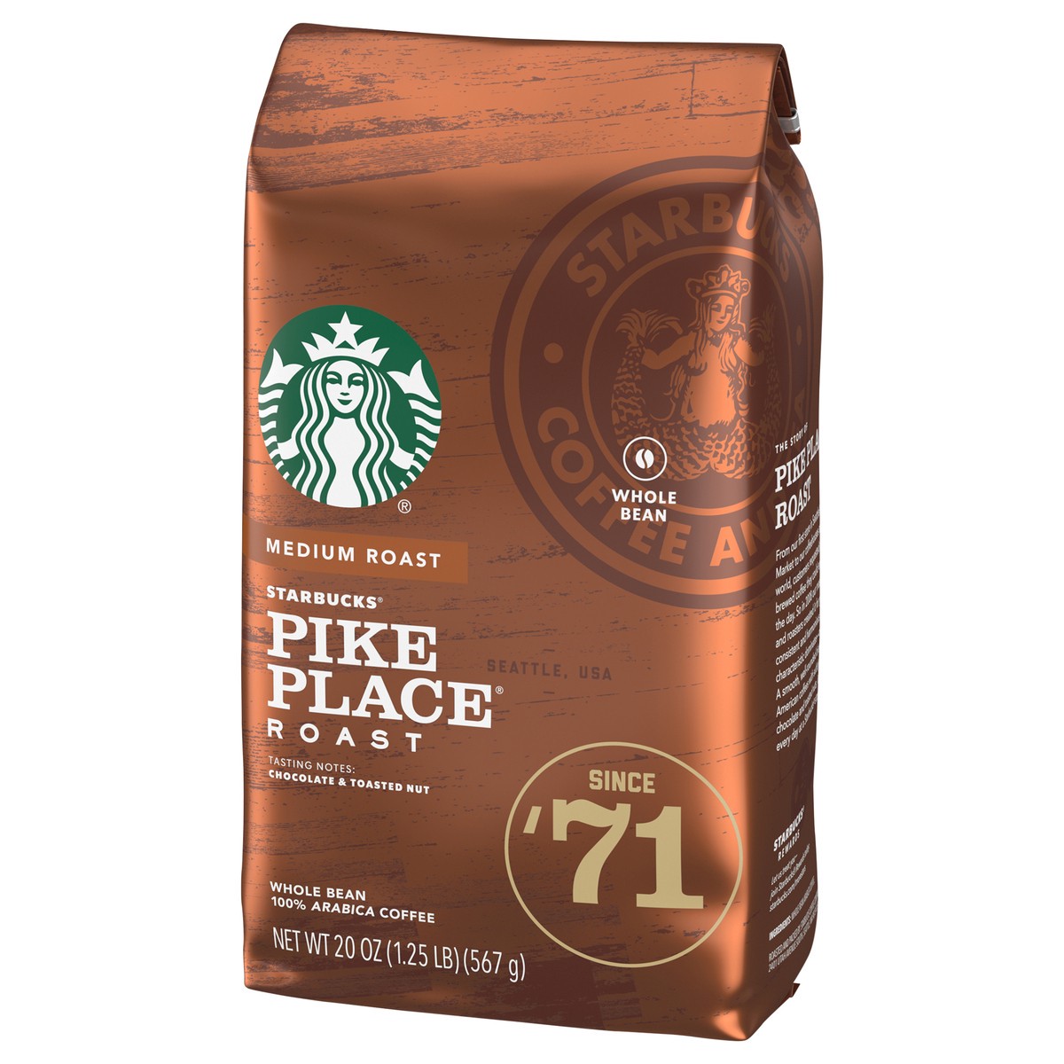 slide 4 of 9, Starbucks Whole Bean Coffee—Medium Roast Coffee—Pike Place Roast—100% Arabica—1 bag (20 oz), 20 oz